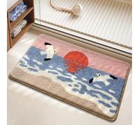 AVEKI Beach Bathroom Rugs, Seagulls Sunset Coastal Theme Rug, Wave Pattern Plush Bath Rugs Non Slip Washable, Cute Bathroom Mat Quick Dry Decor for Shower Bedroom Entrance 20" x 31" (Seagulls)