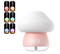 AVEKI Cool Mist Air Humidifier, 200ML Mushroom Shaped Essential Oil Diffuser with 7 Color Touch Night Light, USB Personal Desk Humidifier for Bedroom Office Home, Auto Shut-Off & Super Quiet (Pink)