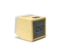 AVEKI Digital Alarm Clock, Square Silent Alarm Clock with Night Light, Loud Alarm Clocks for Heavy Sleepers with Date Temperature Display, Modern Decor Desk Clock for Bedroom Office Room (Beige)