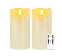 AVEKI Flameless Candle Light, Set of 2 6"x3" Flickering Christmas Flameless Candles with Remote & Timer, Dimmable Real Wax Pillar Candles Battery Operated, Decor for Home Xmas (White)