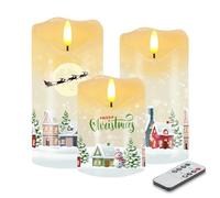 AVEKI Flickering Flameless Candles, Real Wax Battery Operated LED Candle with Remote Timer & Brightness Function, Set of 3 Pillar Candles Lights Decor for Festival Wedding Home (House)