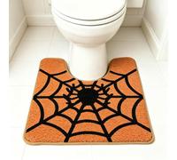 AVEKI Halloween Spider Web Toilet Rug, Plush Microfiber U Shaped Bathroom Mat, Non Slip Rubber Back Absorbent Washable Floor Rug, Floor Carpet for Halloween Bathroom Decor 20" x 22" (U-Spider Web)