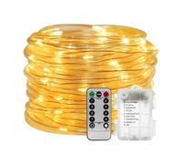 AVEKI LED Rope Lights, 33 ft 100 LED Battery Operated Tube String Lights with Remote Control & 8 Modes, Waterproof LED Fairy Lights Decoration for Indoor Outdoor Garden Wedding (Warm Light)
