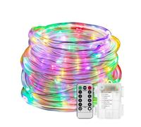 AVEKI LED Rope Lights, 33 ft 100 LED Battery Operated Tube String Lights with Remote Control & 8 Modes, Waterproof LED Fairy Lights Decoration for Indoor Outdoor Garden Wedding (Colorful Light)