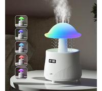 AVEKI Mushroom Humidifiers for Bedroom with Bluetooth Speaker, 600ml Cute Rain Cloud Humidifier with Color-Changing Mood Light & Clock Display, Quiet USB Air Humidifier for Girls Women (Mushroom)