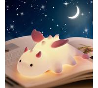 AVEKI Night Light for Kids, 7 Colors Cute Pink Milk Dragon Nursery Lights | Dimmable Soft Silicone Lamp with Magnetic, Rechargeable Dinosaur Bedside Lamp for Bedroom Baby Nursery, Gifts for Boys Girls