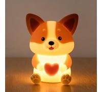 AVEKI Night Light for Kids, Cute Corgi Dog Silicone LED Lamp, Dimmable Nursery Nightlights for Baby, Rechargeable Bedside Touch Lamp for Bedrooms, Birthday Gifts for Girls Boys