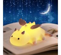 AVEKI Night Light for Kids, Cute Milk Dragon Silicone Lights with 7 Colors, Dimmable & Rechargeable, Magnetic Dinosaur Bedside Lamp for Baby Nursery, Gifts for Boys and Girls (Yellow)