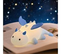 AVEKI Night Light for Kids, Cute Milk Dragon Silicone Lights with 7 Colors, Dimmable & Rechargeable, Magnetic Dinosaur Bedside Lamp for Baby Nursery, Gifts for Boys and Girls (Blue)