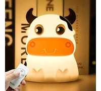 AVEKI Night Light for Kids, Portable Tap Control Rechargeable Nightlight Lamp, Color Changing, Remote Control Silicone Cute Animal Cow Night Lamp Bedroom Decor for Infant or Toddler (Cows-Remote)
