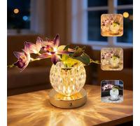 AVEKI Orchid Touch Table Lamp,3 Color Dimmable Crystal Vase Bedside Light | Rechargeable Artificial Flowers Desk Lamp, Elegant Floral Ambient Lamp Decor for Date Party Home, Romantic Gift for Woman Mom