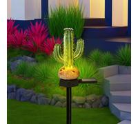 AVEKI Solar Lights Outdoor Garden, Cacti Garden Decorative Stake Lights, Waterproof Resin Sculpture with Solar, Outdoor Statue Resin Ornaments for Patio Lawn Path Decor (1PC)