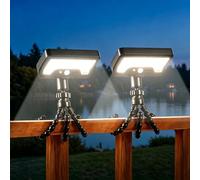 AVEKI Solar Motion Lights Outdoor, 2 Pack Solar or USB Powered Motion Sensor Lights with Flexible Octopus Tripo & 3 Mode, IP65 Waterproof Solar Garden Lights for Fence, Camping, Yard (White Light)