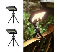 AVEKI Solar Motion Lights Outdoor, 2 Pack Solar or USB Powered Motion Sensor Lights with Flexible Octopus Tripo & 3 Mode, IP65 Waterproof Solar Garden Lights for Fence, Camping, Yard (Warm Light)