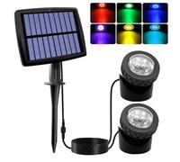 AVEKI Solar Pond Light, Waterproof 12 LED Landscape Spotlight Underwater Lamp, 90° Angle Adjustable & Auto ON/Off, Solar Security Light for Garden Lawn Pool Fish Tank (RGB-Set of 2 Lights)