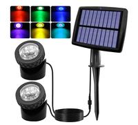 AVEKI Solar Pond Spotlights, 2 in 1 RGB Color Changing Solar Underwater Lights 12 LED Waterproof Submarine Outdoor Landscape Spot Lights for Ganden Patio Pond Waterfall Fountain