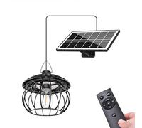 AVEKI Solar Shed Light Outdoor Indoor, 32LED 360°Lighting Solar Iron Lantern with Remote Control, Dimmable & 3 Timer, IP65 Waterproof Solar Pendant Lights for Shed Gazebo Garage Home (Warm Light)