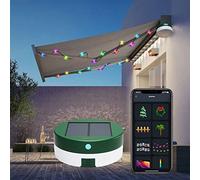 AVEKI Solar String Lights, 33 LED 16ft Retractable Smart RGB String Lights with APP Control, USB Charging Solar Fairy Lights Outdoor Waterproof, Solar Decorative Light for Yard Wedding Party (Green)