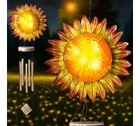AVEKI Solar Wind Chimes - Sunflower Lights Outdoor Garden Decorative, Waterproof Hanging Decor for Outside Garden, Memorial Decoration