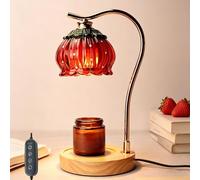 AVEKI Strawberry Candle Warmer Lamp, Dimmable Electric Wax Melt Warmer & 2 Bulbs, Wooden Base No Flame Aromatherapy Candle Lamp Decor for Bedroom Living Room, Housewarming Gift (Dimming+Timer)