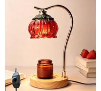 AVEKI Strawberry Candle Warmer Lamp, Dimmable Electric Wax Melt Warmer & 2 Bulbs, Wooden Base No Flame Aromatherapy Candle Lamp Decor for Bedroom Living Room, Housewarming Gift (Dimming)