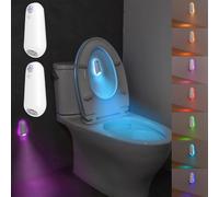 AVEKI Toilet Light Motion Sensor, 8 Colors Changing Toilet Night Light for Bathroom Decor, Rechargable LED Bathroom Night Light Motion Activated, Funny Gifts for Kids Teen Boys Girls Women Men (2PC)