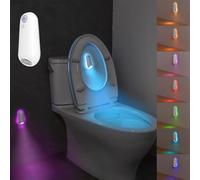 AVEKI Toilet Light Motion Sensor, 8 Colors Changing Toilet Night Light for Bathroom Decor, Rechargable LED Bathroom Night Light Motion Activated, Funny Gifts for Kids Teen Boys Girls Women Men (1PC)