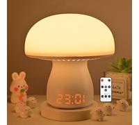 AVEKI Touch Bedside Lamp for Bedroom, Mushroom Night Light with Time & Remote, Dimmable Table Lamp with 3 Light Colors and 3 Timing, Rechargeable Desk Lamp for Living Room Home (White)