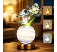 AVEKI Tulip Table Lamp,3 Color Dimmable Touch Crystal Vase Bedside Light,Rechargeable Cordless Artificial Tulips Flowers Desk Lamp Decor for Date Party Home,Romantic Gift for Woman Mom (Blue-Orchid)