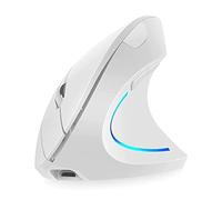 AVEKI Vertical Mouse, Right Handed 2.4GHz Wireless Ergonomic Rechargeable Vertical Mouse with 4 Adjustable DPI 800/1200/1600/2400, 6 Buttons,Compatible with PC, Desktop,Mac (White)