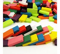 Aveks - 240 Pieces Real Standard Basswood Dominoes Educational Toy Tile Set for Kids (12 Colors)
