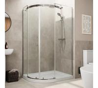 Aveli 1200 X 900mm Offset Quadrant Shower Enclosure Frameless Raised Non Slip Tray Lh