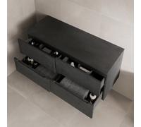 Aveli 1200mm Black Vanity Unit Fluted Double Countertop Wall Hung No Basin Soft Close