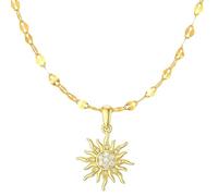 AVELI 18k Gold Plated Sun Star Pendant Charm Necklace with Lab Created Diamonds - Rapunzel Tangled Enchanted Inspired Sun Jewelry, Magical Fairytale Hypoallergenic Necklace for Women, Copper,