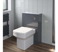 Aveli 500mm Bathroom Toilet Btw Furniture Unit Square Pan Soft Close Seat Gloss Grey