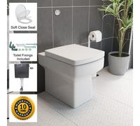 Aveli Back To Wall Btw Toilet Wc Pan Square Soft Close Seat Cistern Dual Flush Button