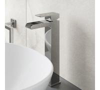 Aveli Bathroom High Rise Tall Mono Basin Mixer Tap Square Single Lever Modern Chrome