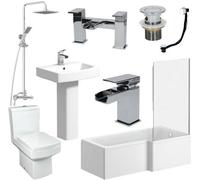 Aveli Bathroom Rh Bath L Shaped Complete Suite Close Coupled Toilet Taps Basin White