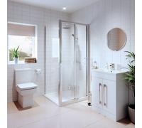 Aveli Bathroom Suite Bifold Shower Enclosure Vanity Unit Basin Sink Toilet Wc 900mm