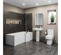 Aveli Bathroom Suite L Shaped Rh Bath Screen Panel Square Toilet Basin Sink Pedestal