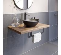 Aveli Bathroom Wall Hung Floating Shelf Wash Basin Sink Towel Rail Storage Beige 600mm