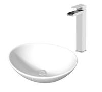 Aveli Ceramic Bathroom Vanity Wash Basin Sink Countertop Single Lever Mixer Tap Bundle
