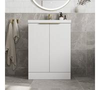 Aveli Fluted 600mm Bathroom Vanity Unit Basin Floorstanding Cupboard Soft Close White