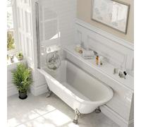 Aveli Freestanding 1500mm Traditional Roll Top Bath White Single Ended Legs Screen