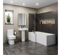 Aveli Lh Bath L Shaped Screen Panel Square Toilet Pedestal Basin Sink Bathroom Suite
