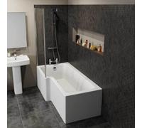 Aveli Modern 1600mm Left Hand L Shaped Shower Bath Only Bathtub Acrylic Bathroom Tub