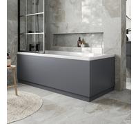 Aveli Modern Bathroom 1700 Front & 700 End Bath Panel Pack 18mm Mdf Grey Gloss Plinth