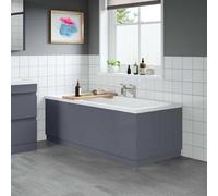 Aveli Modern Bathroom 1700 Front & 750 End Bath Panel Pack 18mm Mdf Grey Gloss Plinth