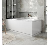 Aveli Modern Bathroom 1800 Front & 800 End Bath Panel Pack 18mm Mdf White Gloss Plinth