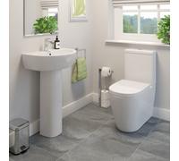 Aveli Modern Bathroom Cloakroom Close Coupled Toilet Wc Basin Sink Set Ceramic Suite